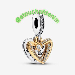 Pandora Shooting Star Hearts Double Dangle Charm